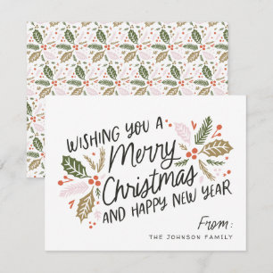 Holly Bright Typografie Kerstmis Feestdagenkaart