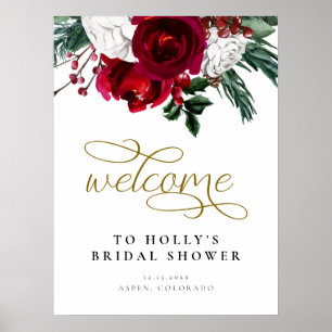 HOLLY Burgundy Floral Winter Vrijgezellenfeest Wel Poster
