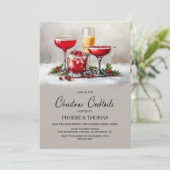 Holly Christmas Cocktail Party Kaart (Staand voorkant)