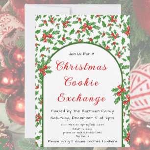 Holly Christmas Cookie Exchange rood en groen Kaart