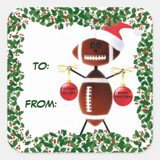Holly Christmas Football Gift Label (Voorkant)