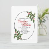 Holly Christmas Holiday Branch Berry Invitation (Debout devant)