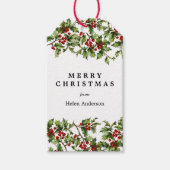  Holly Christmas Holiday Gift Label Cadeaulabel (Voorkant)