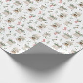Holly Christmas Pattern Cadeaupapier (Hoek)