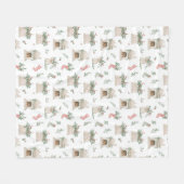 Holly Christmas Pattern Fleece Deken (Voorkant (Horizontaal))