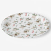 Holly Christmas Pattern Papieren Bordje (Gekanteld)