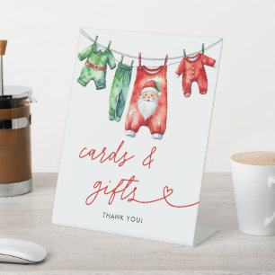 Holly Christmas Santa Baby shower Kaarten en cadea Reclamebord Met Voetstuk