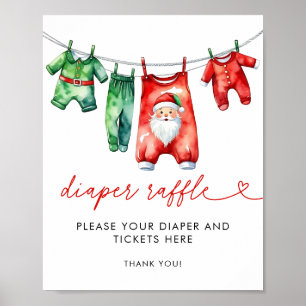 Holly Christmas Santa Baby shower Luier Raffle Poster