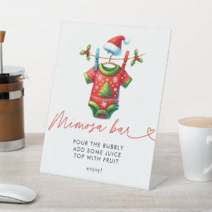 Holly Christmas Santa Baby shower Mimosa Bar Reclamebord Met Voetstuk