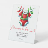 Holly Christmas Santa Baby shower Mimosa Bar Reclamebord Met Voetstuk (Voorkant)