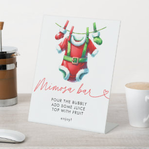 Holly Christmas Santa Baby shower Mimosa Bar Reclamebord Met Voetstuk