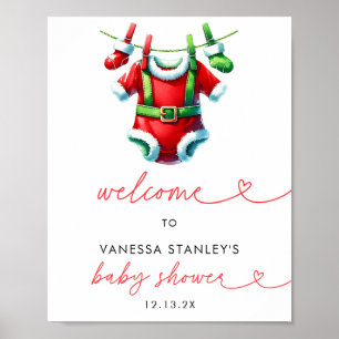 Holly Christmas Santa Baby shower Welkomstbord Poster