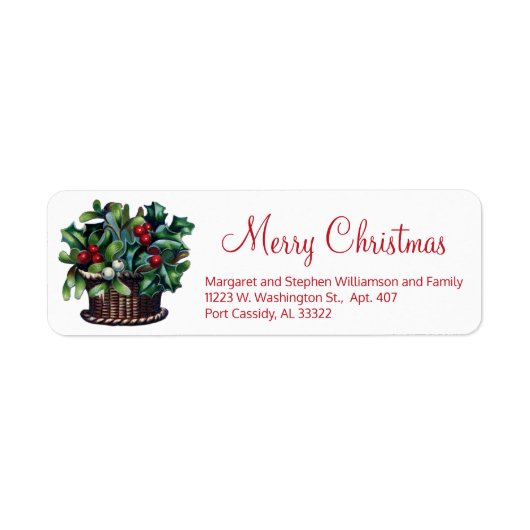 Holly Classic kerstGreenery Festive Red Green Etiket (Voorkant)