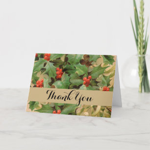 Holly dank u Art Print Patroon bloem evergreen Bedankkaart