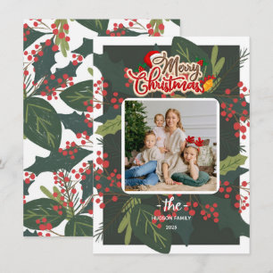 Holly Days Kerstafoto Merry Feestdagenkaart