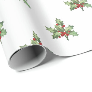 Holly en Berries Holiday Wrapping Cadeaupapier