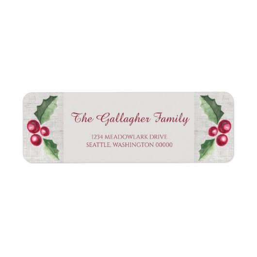 Holly- en Berry-feestlabel geborsteld Etiket (Voorkant)