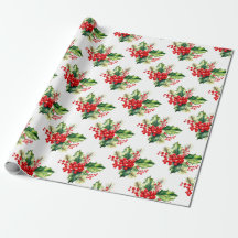 Holly en bessen Christmas Wrapping Paper