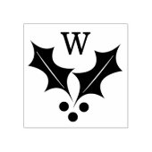Holly en bessen Kerstmis Monogram Rubberstempel (Afrduk)