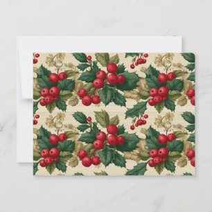 Holly en bessen kerstpatroon Briefkaart