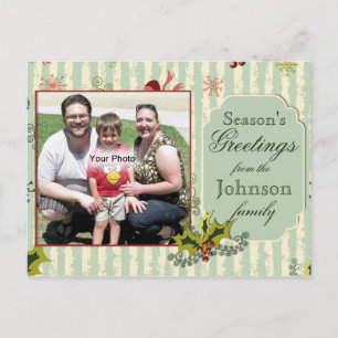 Holly en Bows Foto Kerst Briefkaart