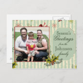 Holly en Bows Foto Kerst Briefkaart (Voorkant / Achterkant)