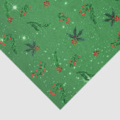 Holly en dennen groen kerstpatroon tissuepapier (Detail)