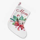 Holly en Feathers Bouquet Kleine Kerstsok (Voorkant (Hangend))
