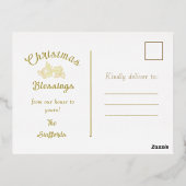 Holly en Ivy Gold Ribbon Folie Holiday Post Kaart (Achterkant)