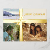 Holly en Ivy Gold Ribbon Folie Holiday Post Kaart (Voorkant)