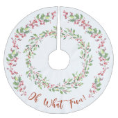Holly en Ivy Red op witte kerst Kerstboom Rok (Voorkant)