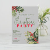 Holly en Pine Grey feestelijke kerstfeest Kaart (Staand voorkant)