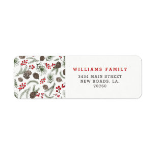 Holly en Pine Kerstmis Etiket