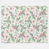 Holly en Pine op Cream Pattern Fleece Deken (Voorkant (Horizontaal))