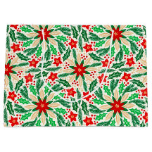 Holly en Poinsettia Botanisch vakantiepatroon