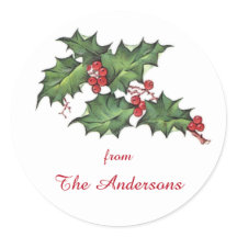 Holly et Berries | Étiquette cadeau de Noël