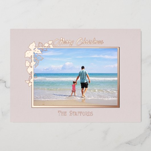 Holly et Ivy Neutral Foil Carte de vacances (Recto)