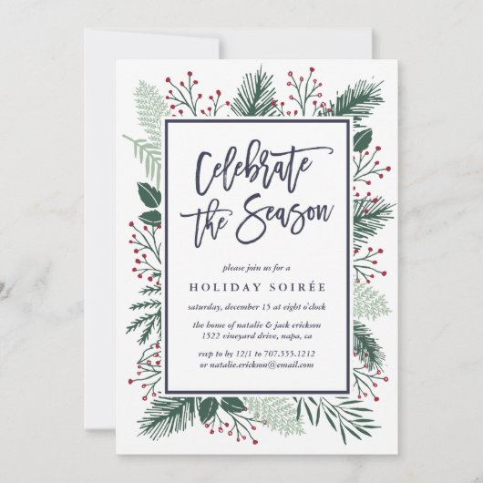 Holly et Pine | Invitation Fête de Vacances (Devant)