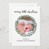 Holly Feuille Faire-part de naissance Noël | Photo (Devant / Derrière)