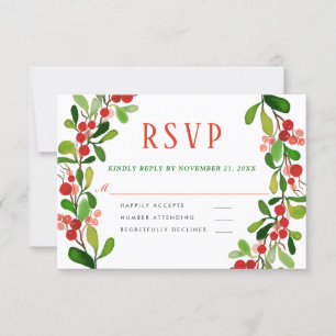 Holly Feuilles Berry Noël RSVP pour mariage