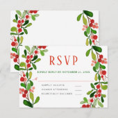 Holly Feuilles Berry Noël | RSVP pour mariage (Devant / Derrière)