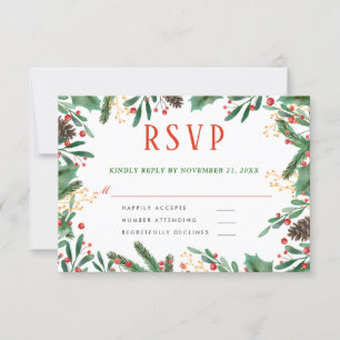 Holly Feuilles Berry Noël RSVP pour mariage