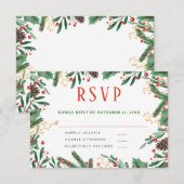 Holly Feuilles Berry Noël | RSVP pour mariage (Devant / Derrière)