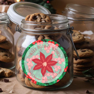 Holly Floral kersthomemade Holiday Baking Ronde Sticker