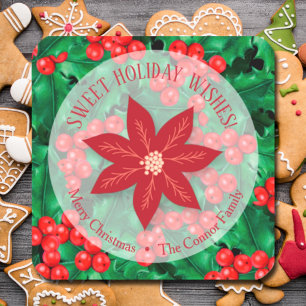 Holly Floral kersthomemade Holiday Baking Vierkante Sticker