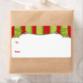 Holly Gestreept Cadeaulabel Etiket (Insitu)