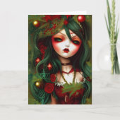 Holly Gothic Illustratie Kerstmis Kaart (Voorkant)
