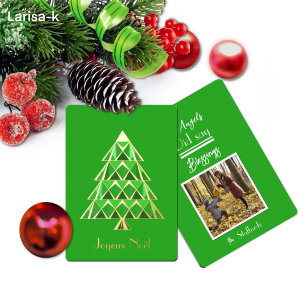 Holly Green Joyoux Noel Foto Kerstkaart Folie Uitnodiging