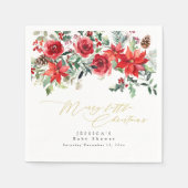 Holly Greenery Kerst Baby shower Uitnodiging Servet (Voorkant)
