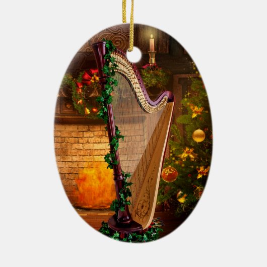 Holly Harp kerstversiering Keramisch Ornament (Achterkant)